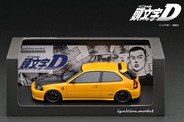 予約 イグニッションモデル1/18 頭文字D ホンダ シビック タイプR EK9 (イエロー)